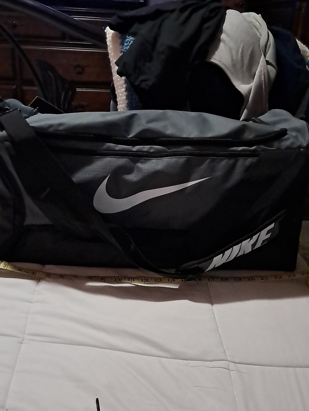 Nike Gray Duffel Bag with White Swoosh Never Used